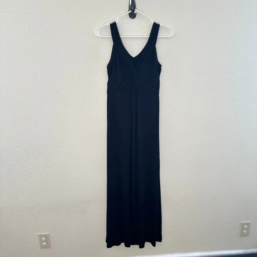 Boden Maxi Dress‎ Women Size US 6 Black Twist Front V-Neck Sleeveless Jersey